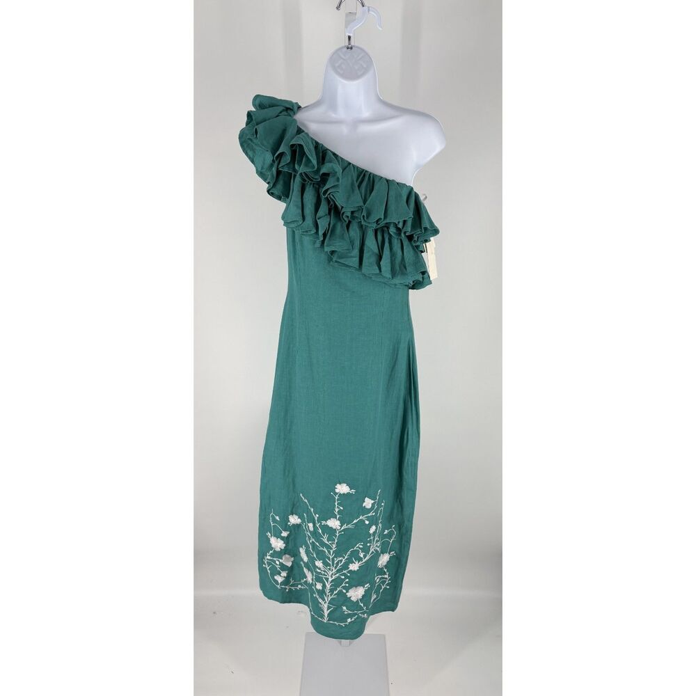 One Shoulder Ruffle Floral Midi Dress - Picture 2 of 7